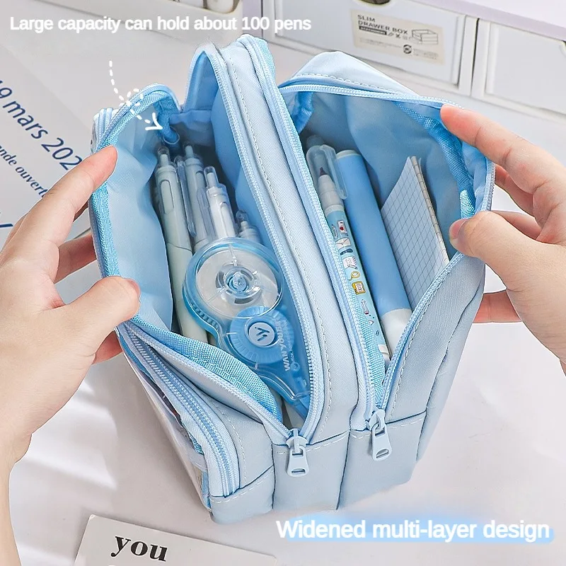 Exquisite Transparent Pencil Case Student Large Capacity Multifunctional Convenient Stationery Storage Bag