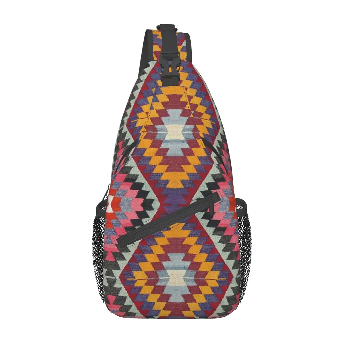 Turkish Kilim Crossbody Sling Bags SmallChest Bag Boho Bohemian Turkish Shoulder Backpack Daypack Hiking Outdoor Cycling Satchel