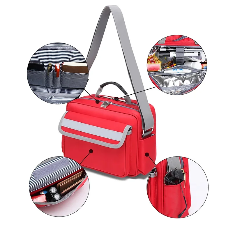 Portable Personal Medical Bag First Aid Bag Travel Medical Shoulder Bag Functional Multi-pocket Car Emergency Rescue Safety Bag