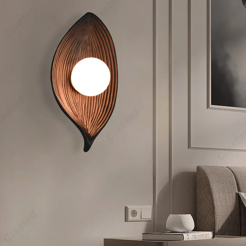 New Simple European LED Leaf Wall Lamp Living Room Background Wall Corridor Bedroom Bedside Decorative Atmosphere Lighting view 2