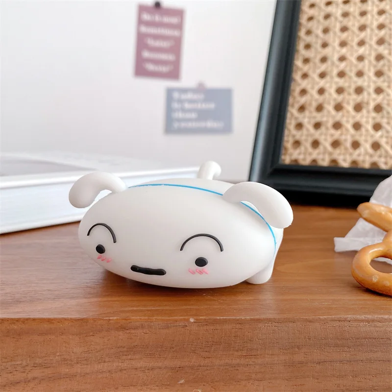 Miniso Cute Crayon Shinchan Shiro Lying Dog Airpods 4 Case 2nd 3rd Gen Pro 2 Apple Bluetooth Earphone Protective Shell Fans Gift