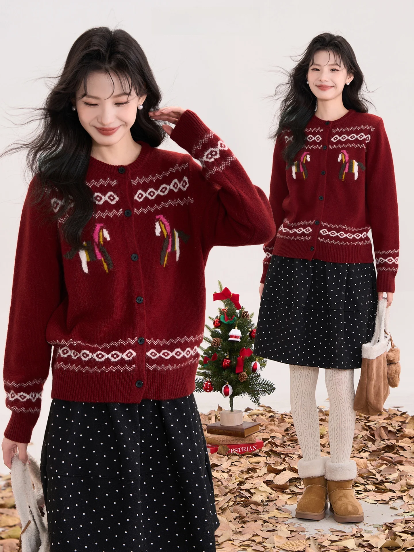 

Good Lu Winter Fair Isle Knitted Open Cardigan Sweater for Women Casual Sle Long Sve Thiened Knitwear
