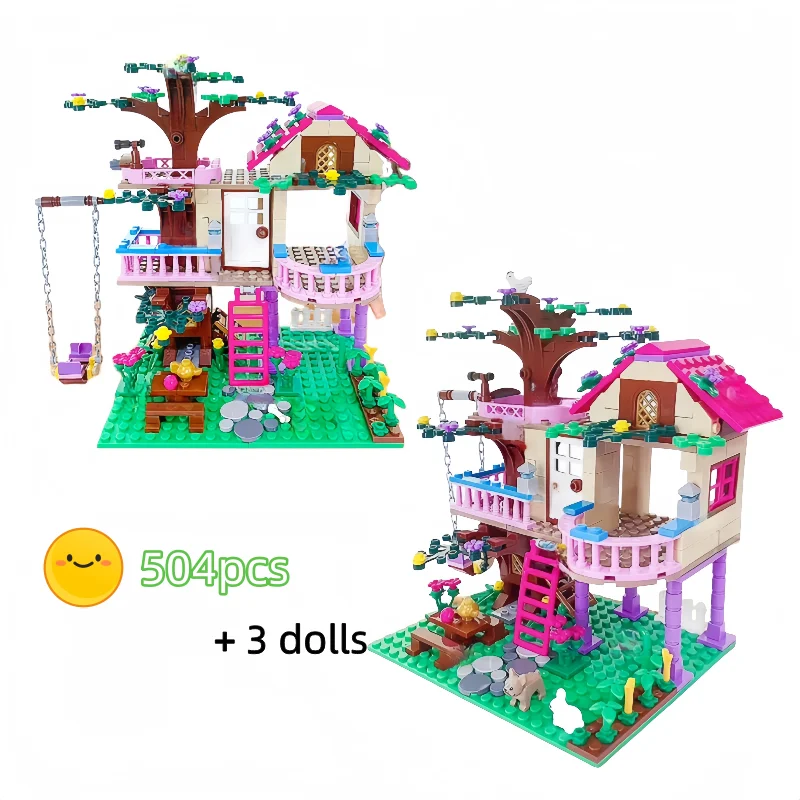 

504 шт., наборы строительных блоков «Друзья город», летние каникулы, вилла, замок, садовые игрушки «сделай сам» для детей, подарок на день рождения для девочек, Рождественский подарок