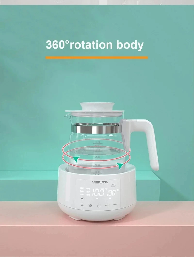 1200ml Smart Constant Temperature Milk Regulator Glass Kettle Baby Milk Powder Electric Kettle Multifunctional Milk Warmer 220V