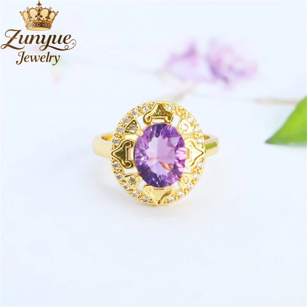

High-End Natural Amethyst Claw Set Ruyi Ring Luxury Quality Fashion Fine Jewelry Exquisite Elegant Popular Charms Young Gift