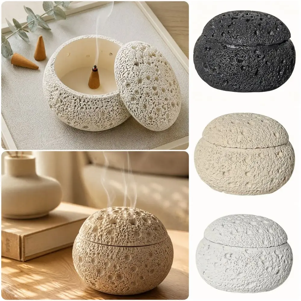Meteorite Spherical Incense Burner Matte Texture Anti-Fly Ash Lid Fragrant Plate Multicolor Photo Prop Aromatherapy Ornament
