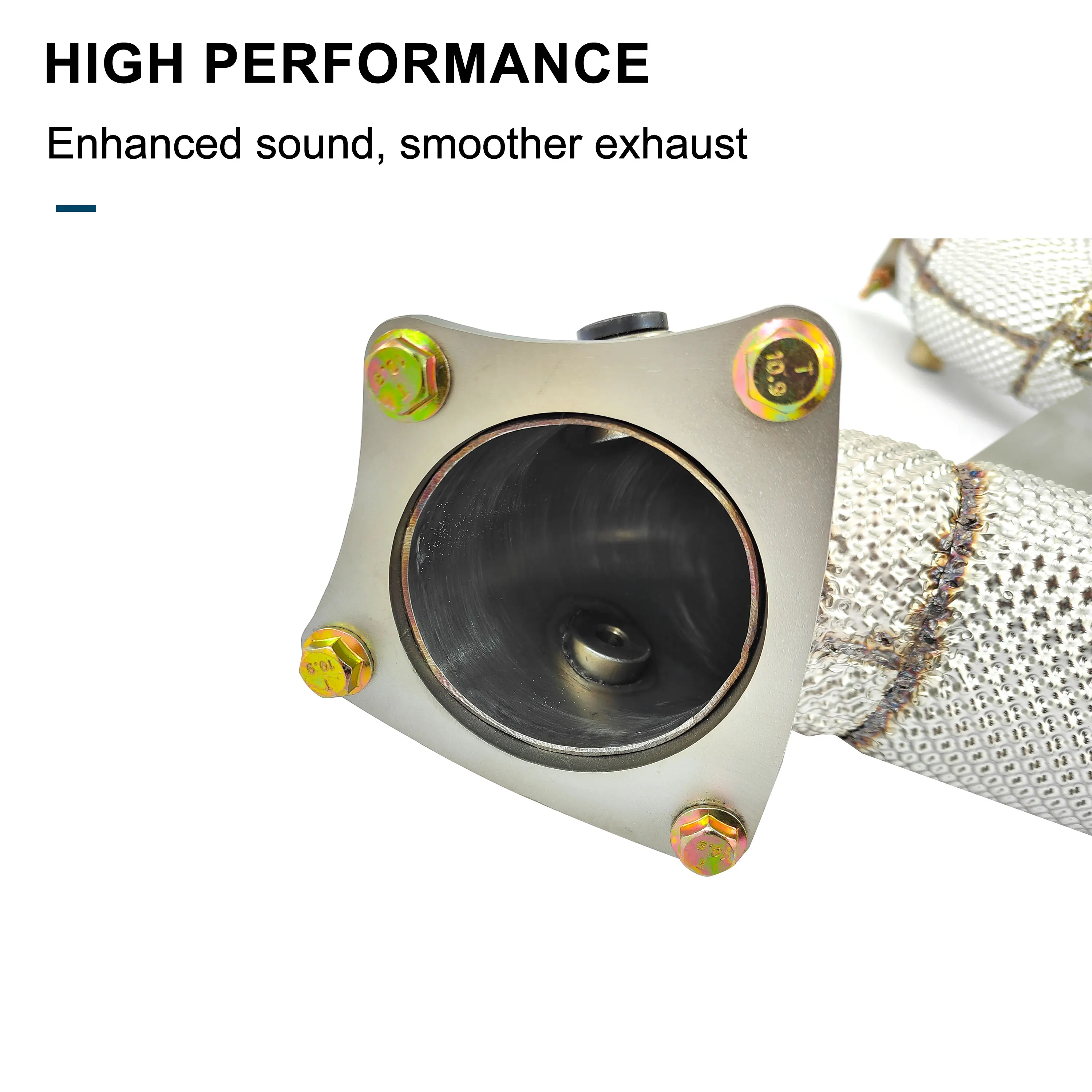 الأنابيب الأمامية CBNT لأودي R8 V10 5.2L جودة عالية SS304 تدفق حر الأنابيب الثانوية ماسورة العادم النازل مع درع الحرارة