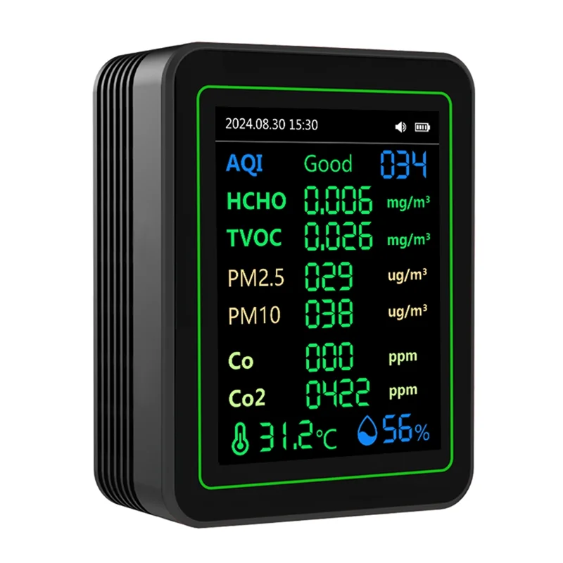 

A98E-детектор качества воздуха 12 в 1, тестер качества воздуха, температура/влажность/время/CO/CO2/Curve/TVOC/AQI/PM2.5/PM10