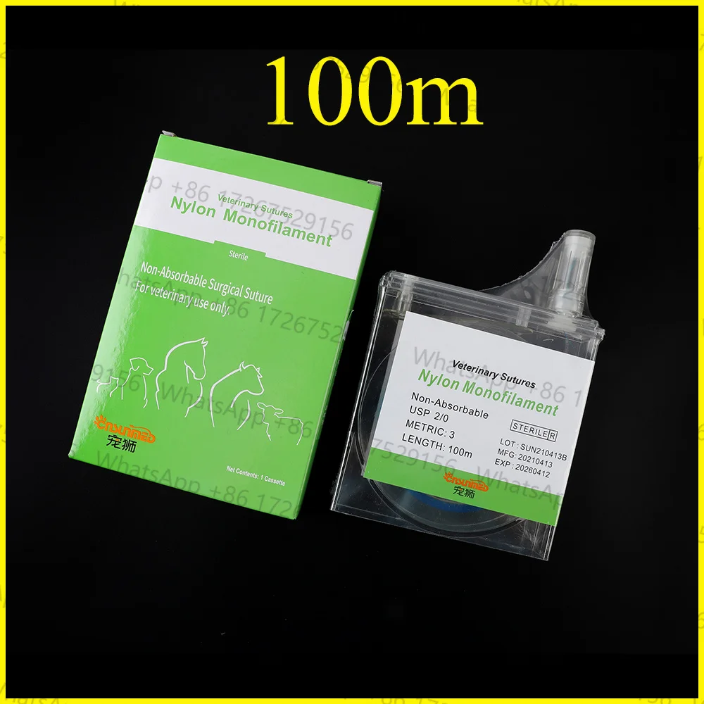 Applicable to100m Pet Dog Canine Feline Animal Nylon Suture Thread Monoflation Blue Sterile Non Absorbable Pull-out Clinic Hospi