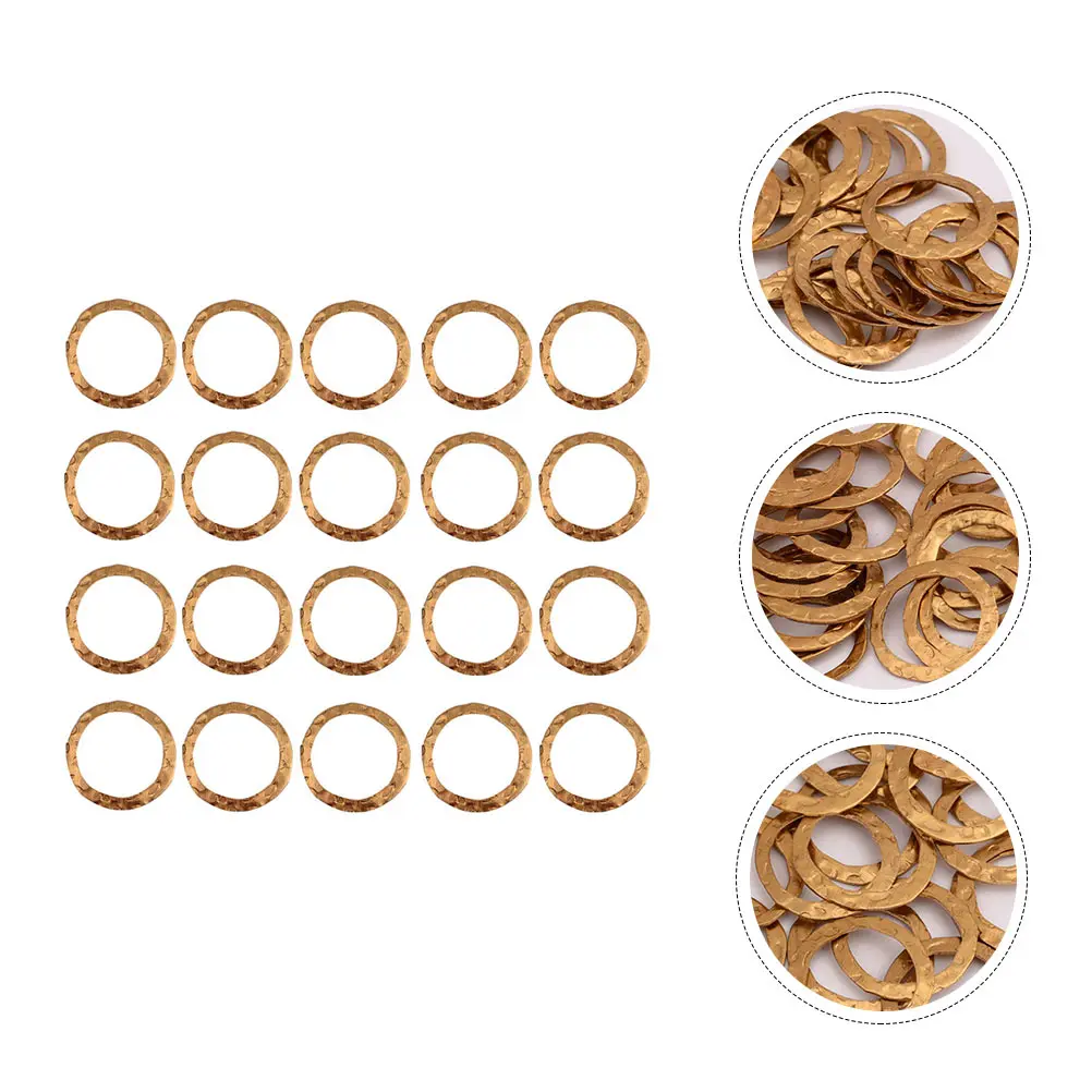 

50pcs Copper Ring Earring Pendant DIY Supplies Round Charm Golden Embossing Frame for Necklace Bracelet Keychain Handmade