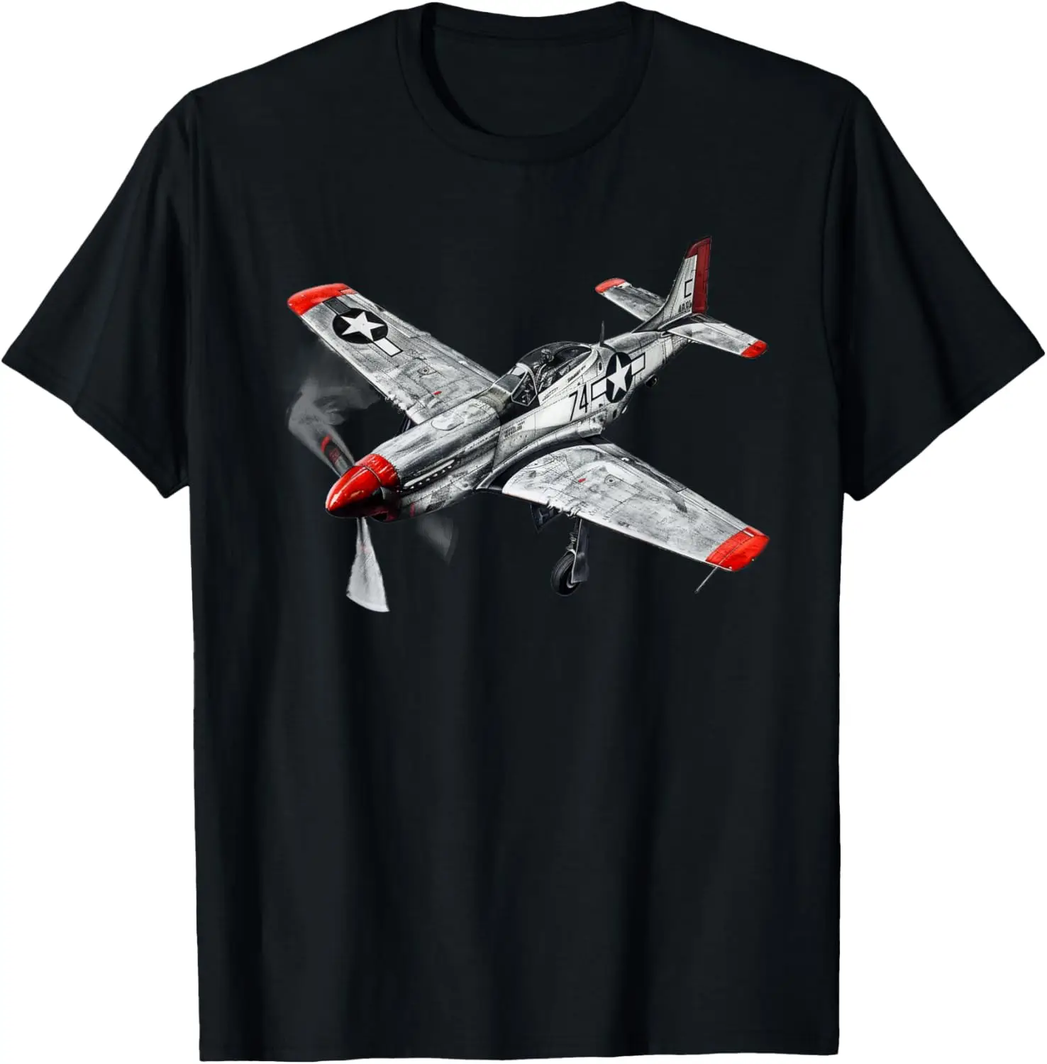 Warbirds P51 Fighter Plane Aircraft Aviation Hobbyist T-Shirt Short Sleeve Casual 100% Cotton Shift