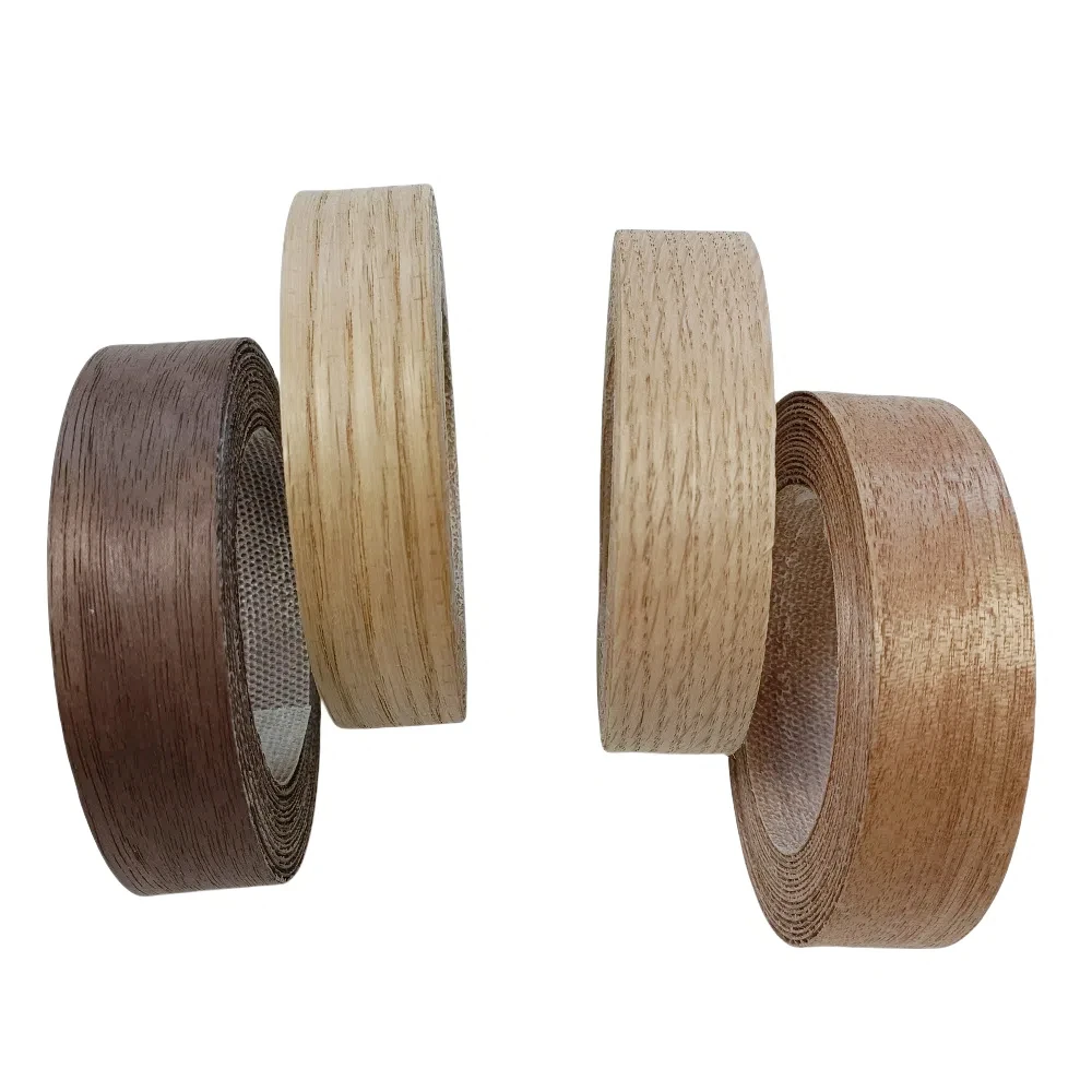 26mm Real Oak/Walnut/Okoume Wood Edge Banding Tape,0.6mm Pre-glued Iron on Veneer Edging Band Roll For Cabinet Furniture Repair