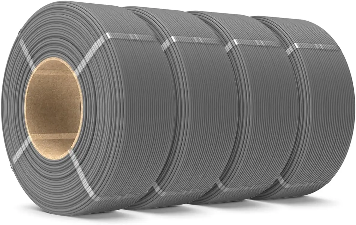 

Набор матовой PLA-нити 4 кг, 1,75 мм, 4 упаковки, серый цвет, для многоразовых катушек, совместим с большинством брендовых катушек