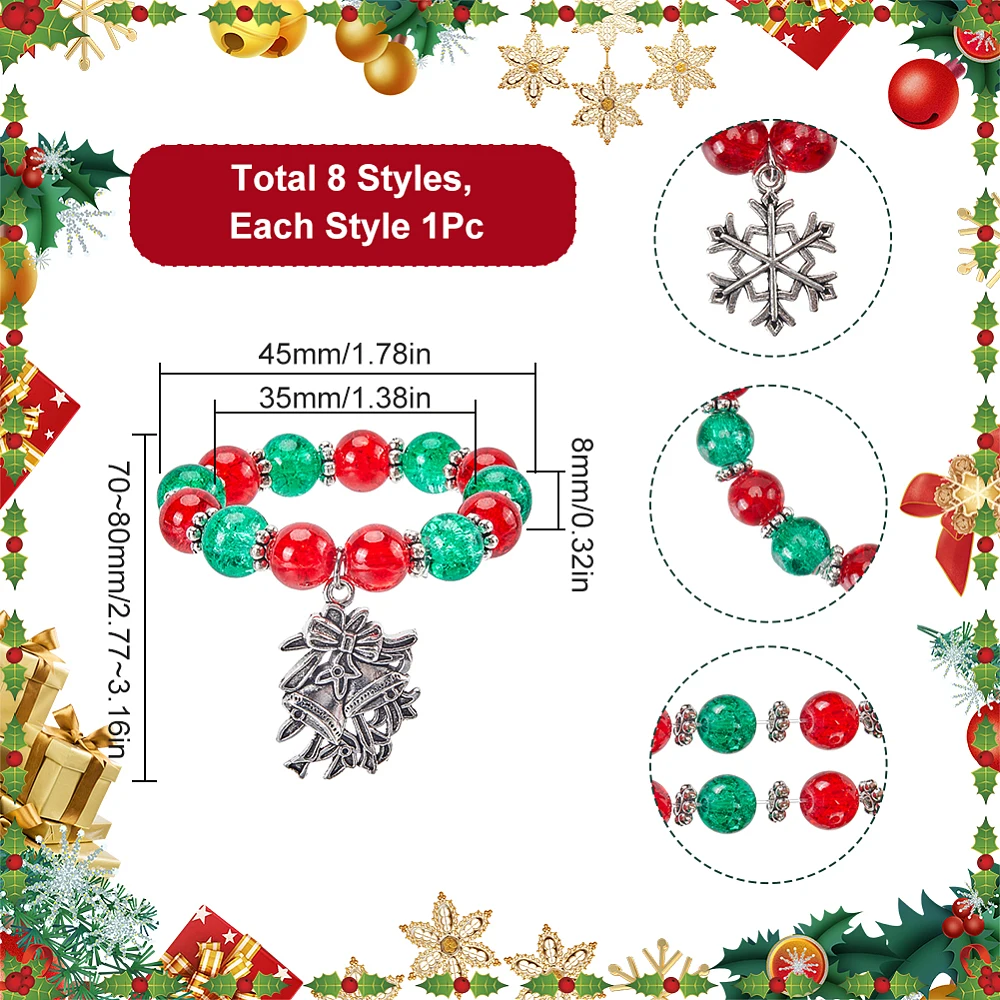 8 Sets Christmas Ring Holder Ring Christmas Tree Snowman Snowflake Bell Xmas Holders Bead Napkin Rings