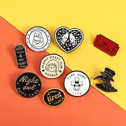Punk Series Brooches Black and White Skull Home Club Punk Crow's Beak Sleepy Brooch Cartoon Jewelry Lapel Badges Gifts Wholesale
