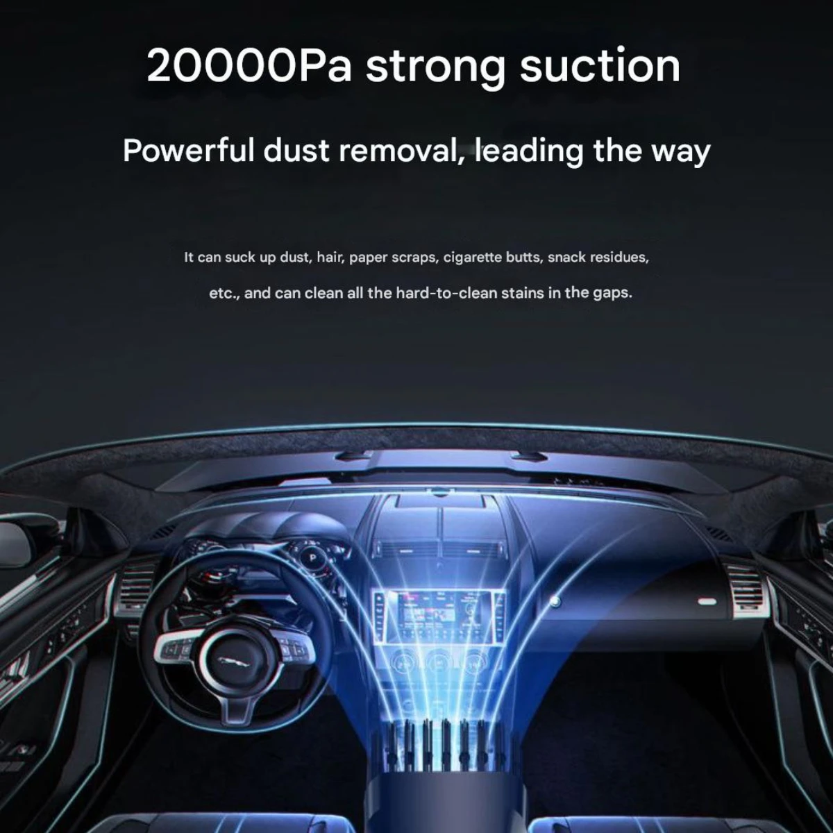 Портативный беспроводной автомобильный пылесос, сильное всасывание 16 кПа для шерсти и пыли домашних животных, перезаряжаемый, компактный, с двойной зарядкой через USB, идеально подходит для автомобилей