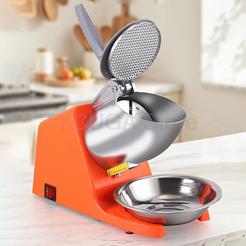 Home Commercial Electric Ice Shaver Machine Ice Crusher Prevent Splash Double Blades Snow Cone Maker 2200RPM Shaved Ice Crushers