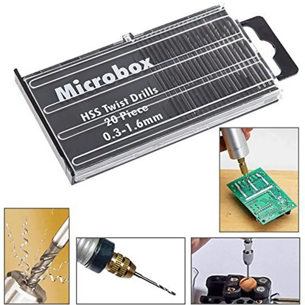20 개/대 미니 HSS 나선형 드릴 비트 0.3mm-1.6mm 보석 시계 수리 모델에 대 한 휴대용 드릴 비트 공예 미니 드릴 비트 만들기