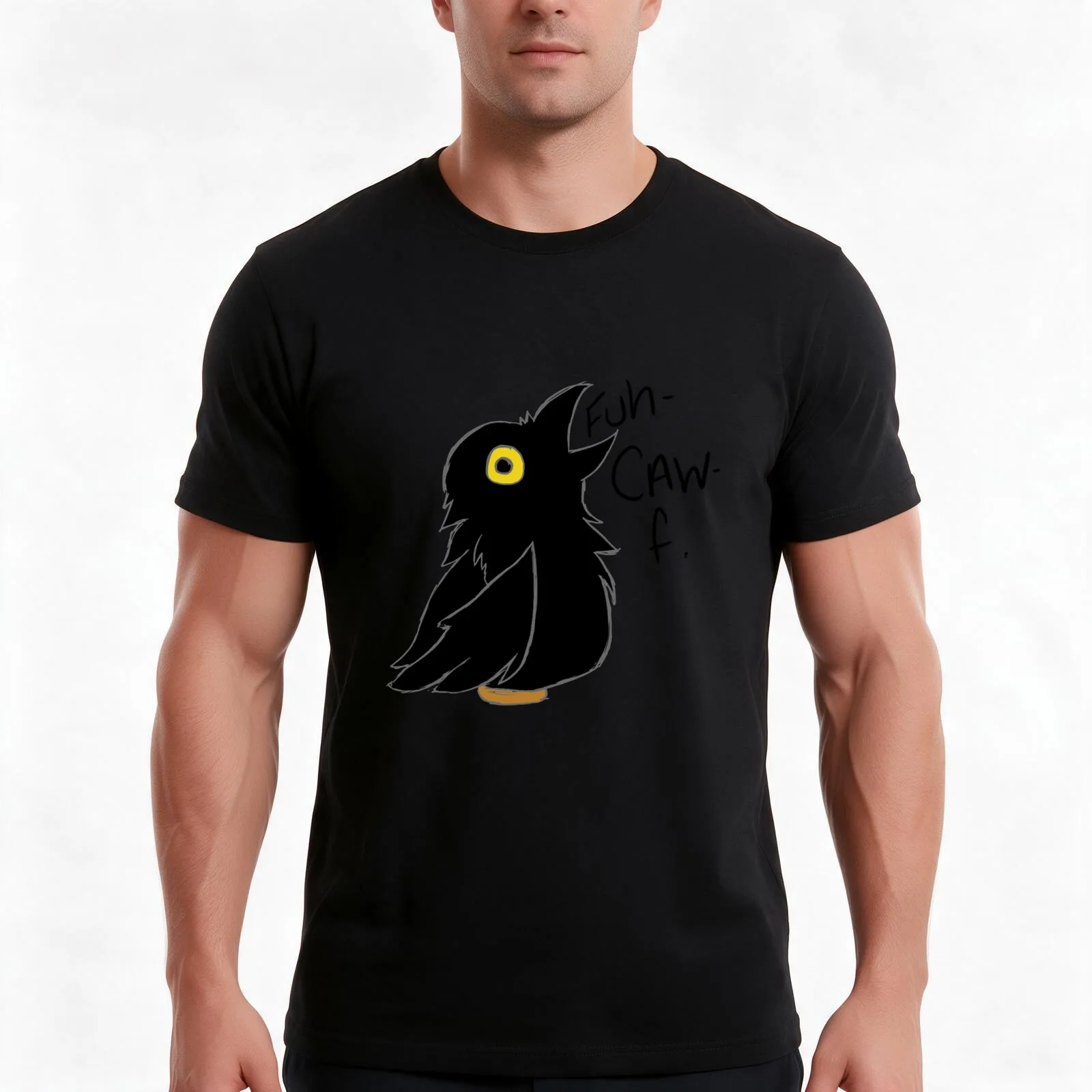 Coarse Crow T-Shirt, Summer Casual Cotton Tee, Oversized Streetwear Tops, Vintage Graphic Print, Loose Fit Short Sleeve
