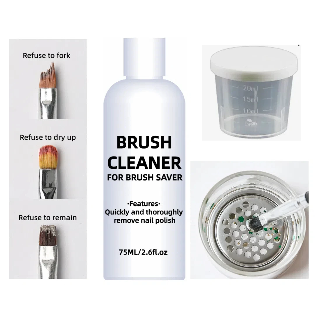 75ml Nail Brush Cleaner+Container+Filter Brush wash liquid Manicure Tools set