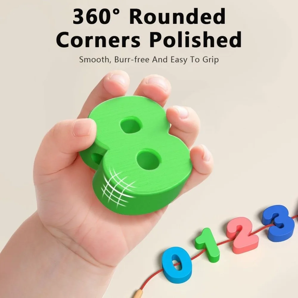 ​Colorful Montessori String Beads Toy​ Lacing Beads Design​ ​Stacking Blocks​ ​Early Educational Threading Toy​ Various shapes