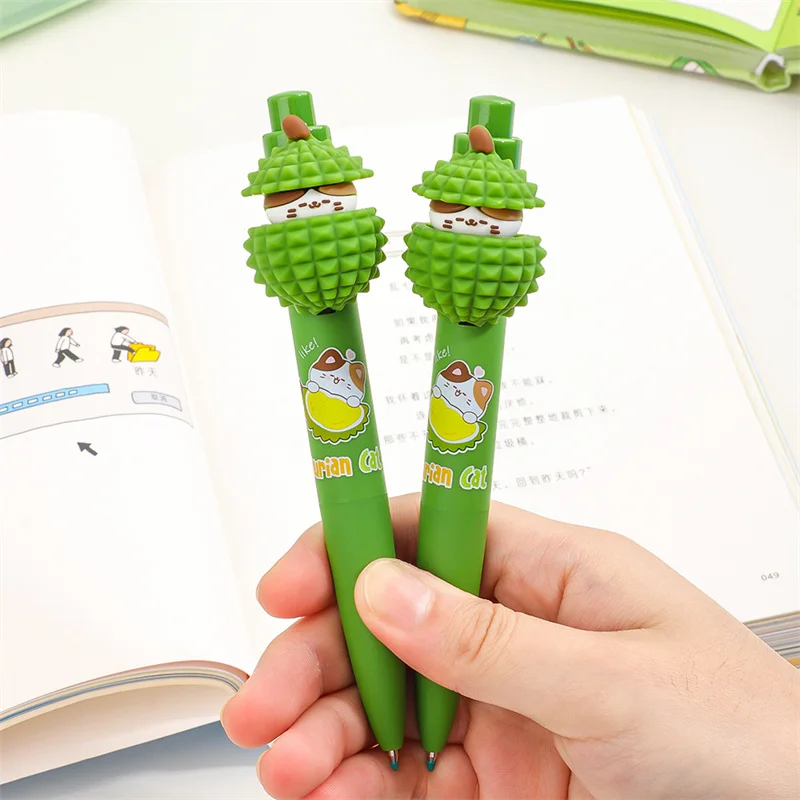 24pcs/lot Kawaii Durian Press Gel Pen Cute 0.5mm Black Ink Signature Pens Stationery Gift School Writing Supplies