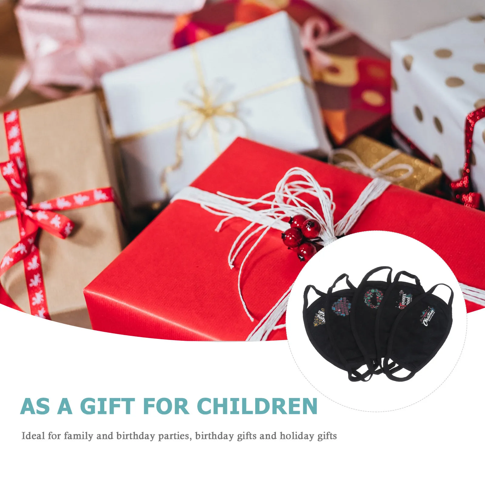 

5 шт. рождественских декоративных масок для лица для бега, кемпинга, походов, путешествий, шопинга, утренних тренировок, занятий спортом в помещении