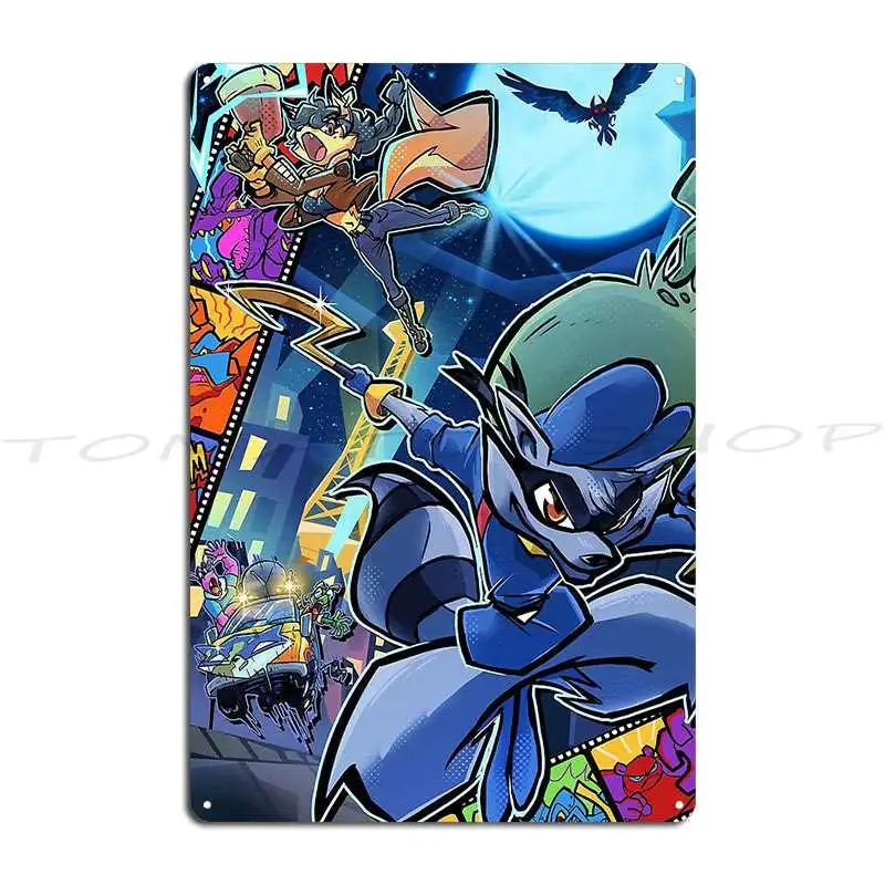 Sly Cooper and The Thievius Raccoonus Carmelita  Metal Plaque Poster Wall Cave Cave Retro Club Printed  Tin Sign Poster