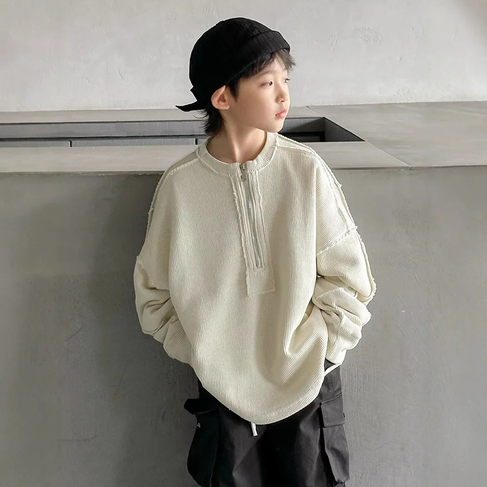 

2025 New Boys' Sweatshirt Autumn Crew Neck Base Shirt Fried Street Top