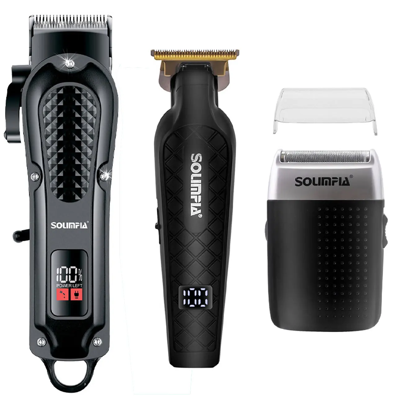 Solimpia Professioneller Haarschneider Elektrisch USB Wiederaufladbar Kabelloser Trimmer Typ-C Zero-Gap-Schneidwerk 3-teiliges Set