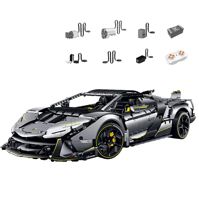 3392-teiliger 1:8 Maßstab Lamborghini Sportwagen Bausatz High-Tech City Speed Rennfahrzeug elektrisch Modellbausatz DIY Montage-Spielzeug für Jungen Erwachsene Kinder Geschenk Heimdekoration