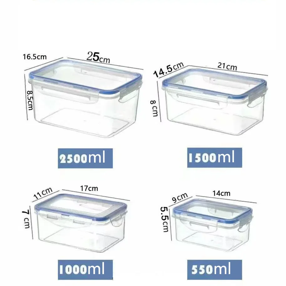 NONE Versiegelte rechteckige Kühlschrank-Aufbewahrungsbox mit Deckel. Kunststoff-Crisper-Mikrowellenbeheizte Lunchbox mit Deckel 6