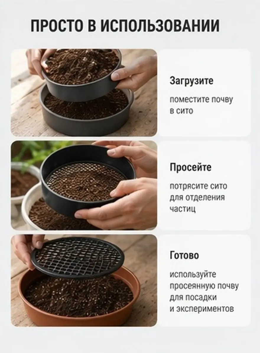 3Pcs Soil Sifter Set Fine Mesh Gardening Tool for Soil Compost Sand Screening Indoor Outdoor Use Educational Lab Science