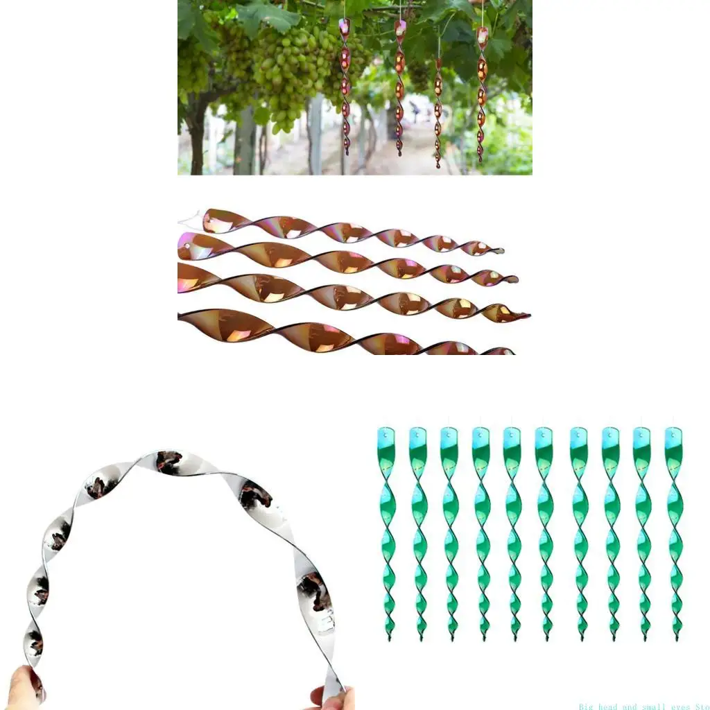 

581C 10PCS Wind Spirals Bird Scarers Reflective Bird Repelling Wind Outdoor Hanging Decoration 30cm Length