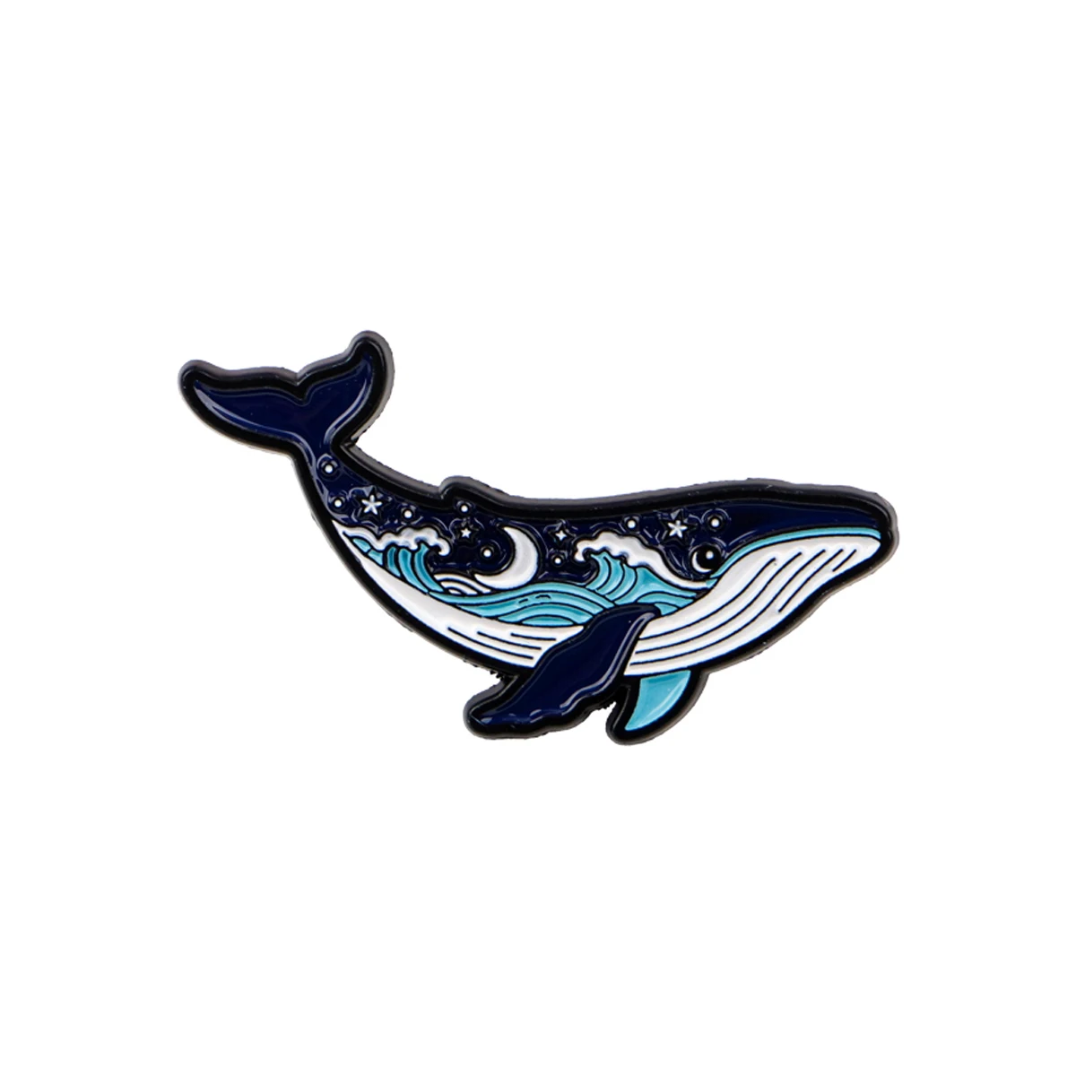 Sternenhimmel-Wal-Emaille-Pin, niedliche blaue Wal-Brosche, Wellen-Mond-Design, Anstecknadel für Rucksäcke, Schmuck, Kleidung, Dekoration – Detail 8