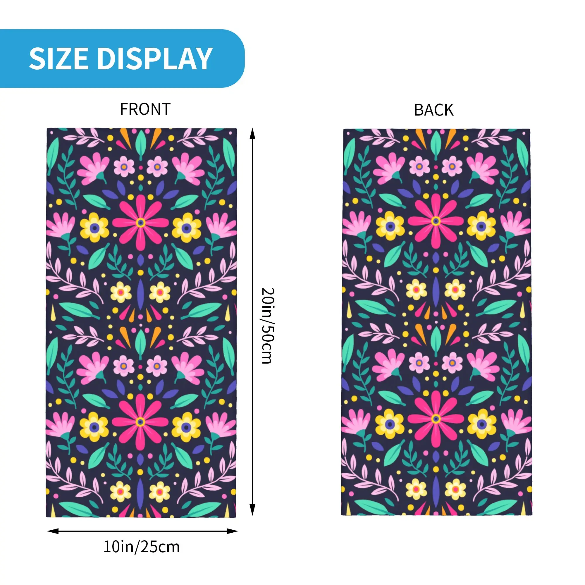 Colourful Floral Mexican Flowers Neck Gaiter Men Women UV Protection Winter  Bandana Scarf for Hiking