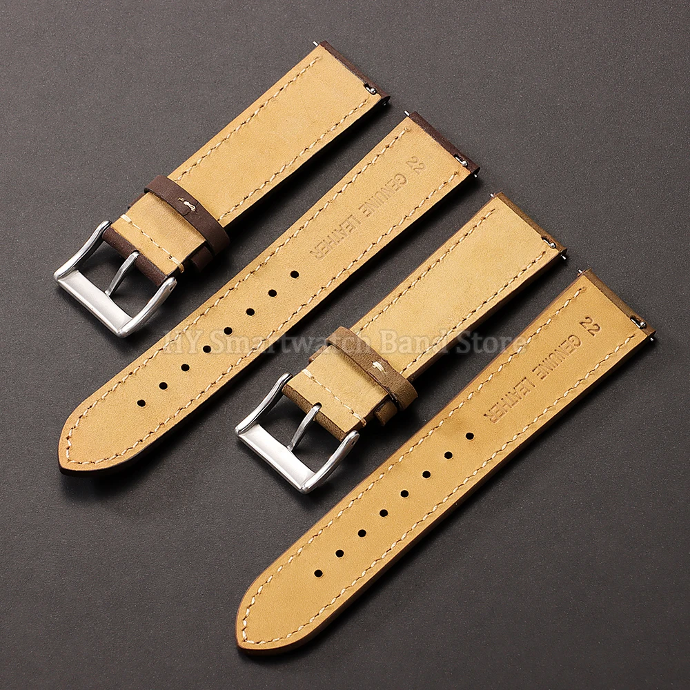 Cinturino per orologio in pelle di vacchetta spazzolata da 20/22 mm per Seiko per cinturino Omega per Rolex Bracciale in pelle universale a sgancio rapido Chiusura in metallo