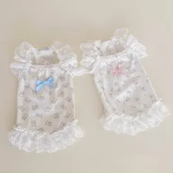 Pet Spring Vest Dog Home Clothes Flying Sleeves Lace Bow Teddy Bear Floral Skirt Puppy Clothes Dog Clothes for Small Dogs