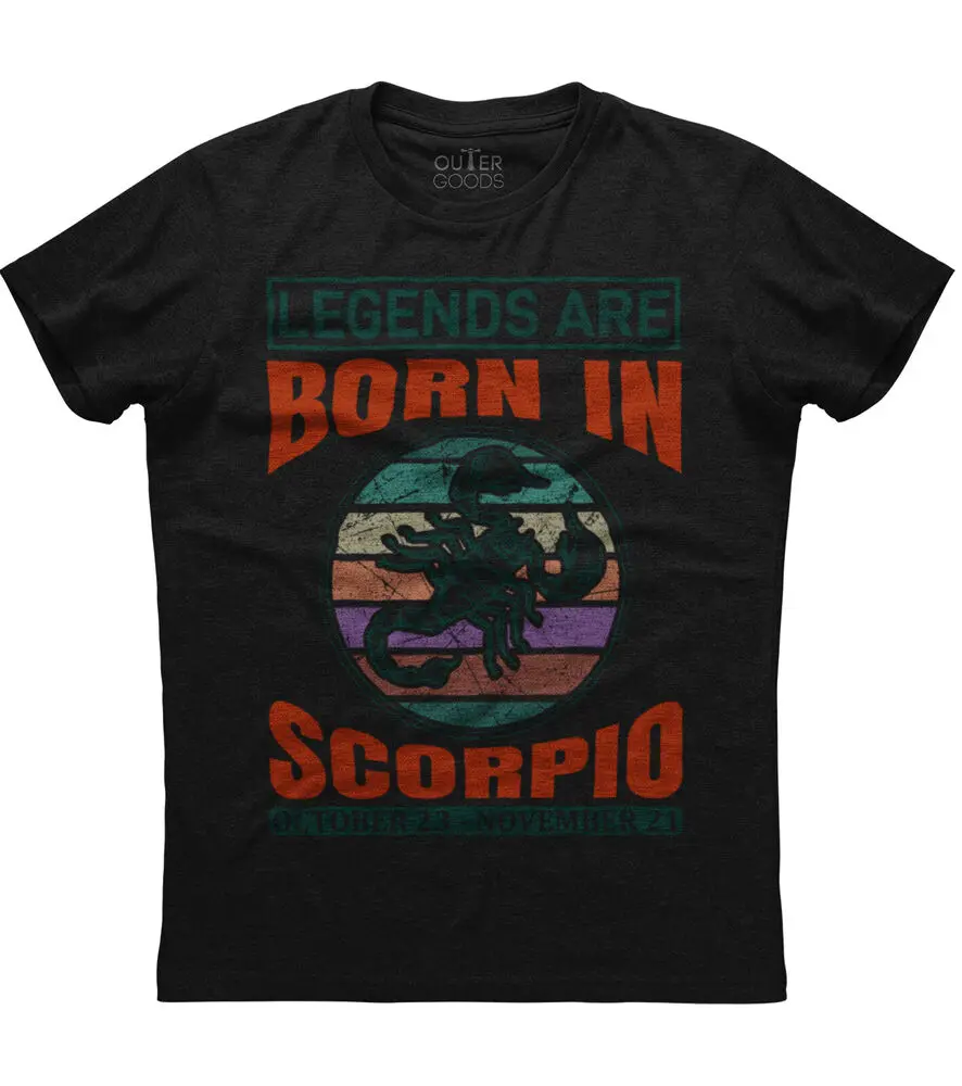 Legends Are Born In Scorpio Mens Short Sleeve New Cotton Black T-shirtHigh quality 100% cottonUnisex T-shirts for Men Women Summ