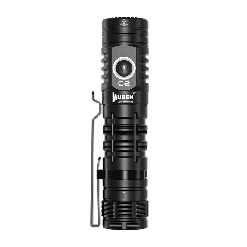 WUBEN C2 Rechargeable LED Flashlight 2000Lumens Waterproof Pocket Troch with 21700 Battery IP68 Power Bank 7 Modes Flash Light