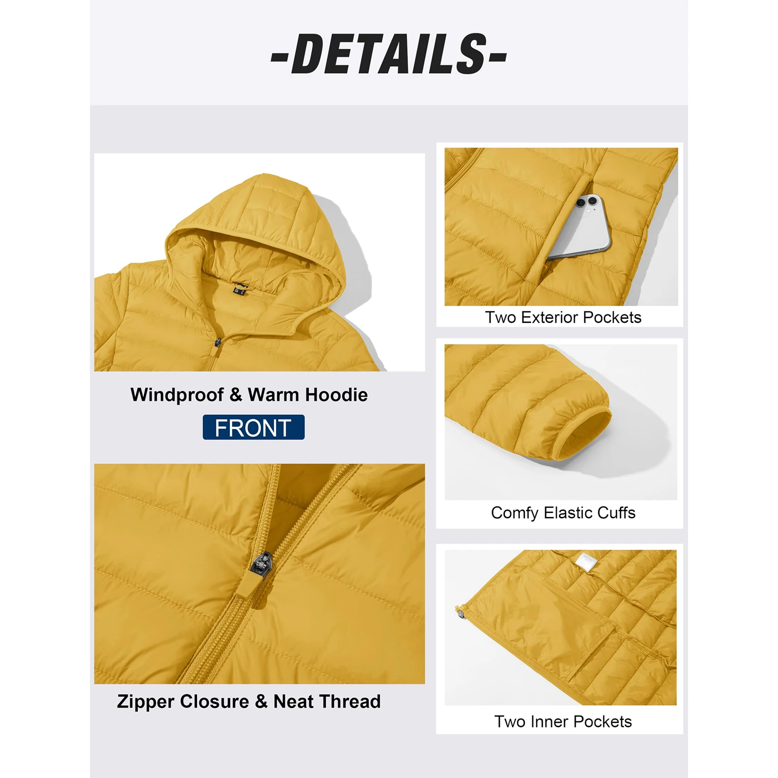 Dámská lehká péřová bunda MAGCOMSEN s kapucí, větrovka, nepromokavá, prošívaná, péřová, zimní, teplá, svrchní oblečení - náhled 4