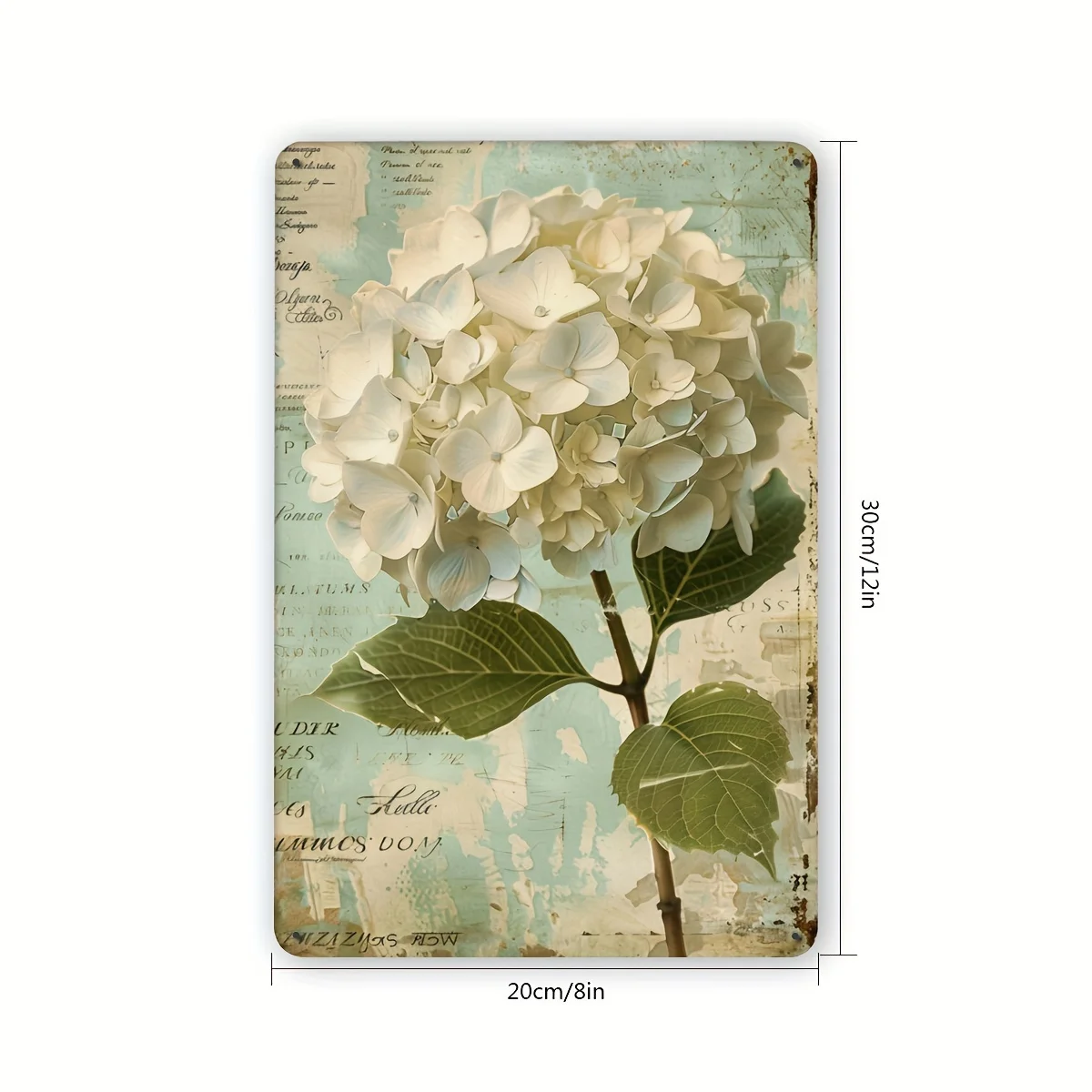2D Flat, Hydrangea Vintage Metal Tin Sign, Indoor Outdoor Decorative Hanging Tin Painting, Wall Room Residential Bedroom Offic