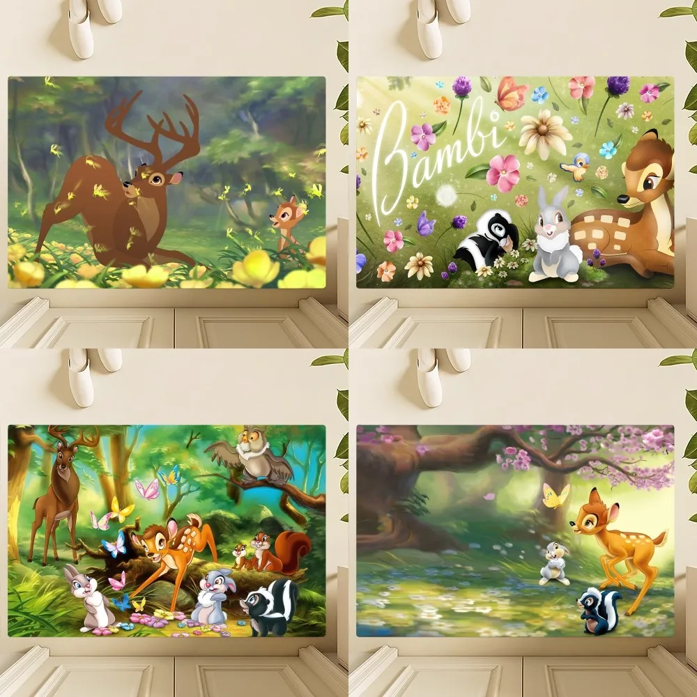 MINISO Disney Cartoon Bambi Cute Floor Mat Bedroom Kitchen Door Bath House Super Absorbent Foot Non-slip