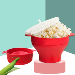 Silicona DIY Microondas Palabra de palomitas de maíz Fabricante de palomitas de maíz roja con chips de tapa Plato de fruta Cocina de alta calidad Herramientas fáciles 12 Best Microondave Bowl de ventas - №4