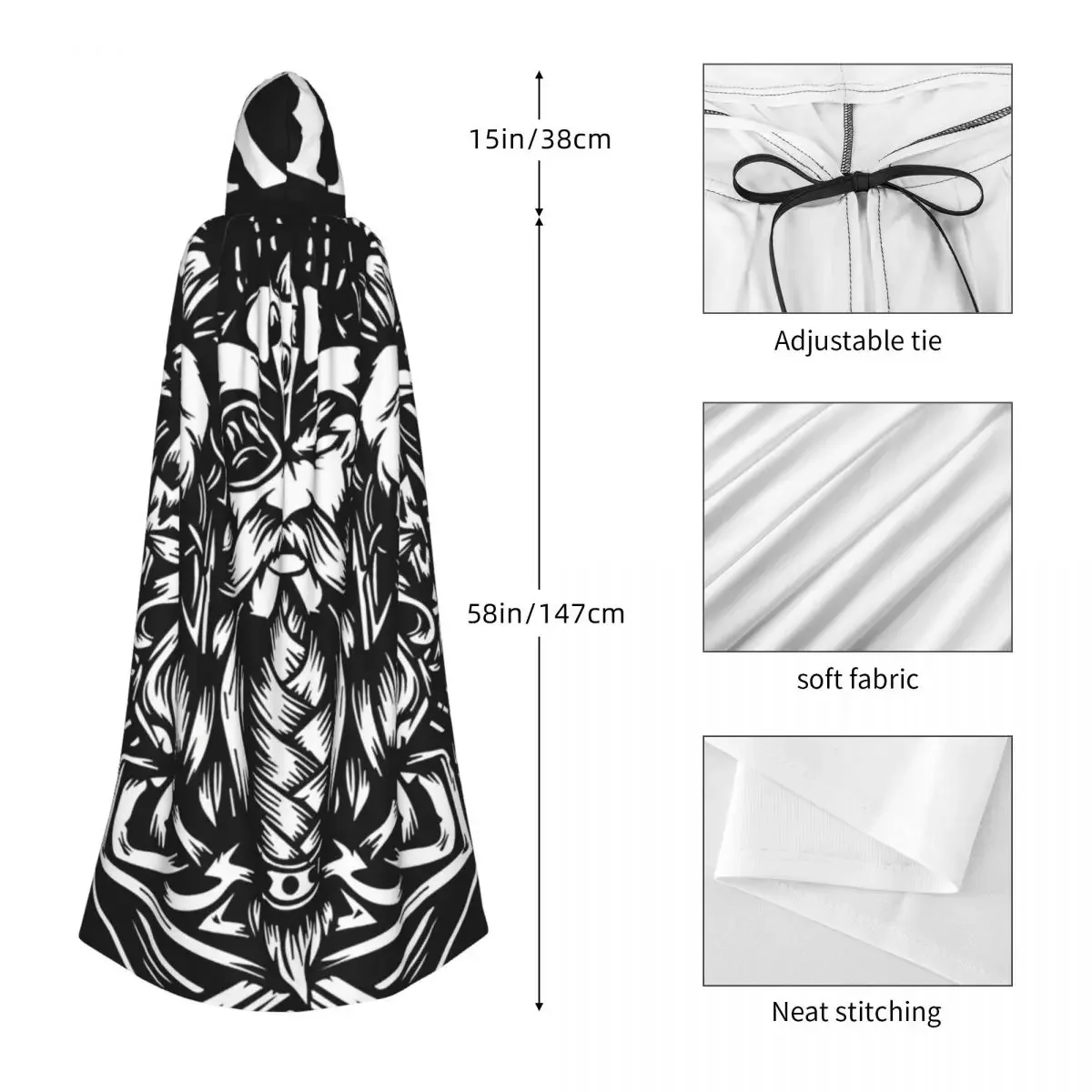 Norwegen Wikinger-Limited Edition | perfektes Geschenk Kapuzen mantel Halloween Party Cosplay Frau Männer Erwachsene lange Hexerei Robe Kapuze