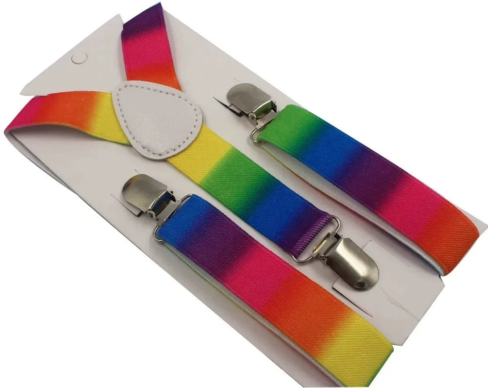 New Fashion 1 Inch Wide Adjustable Kids Suspenders Boys Rainbow suspenders