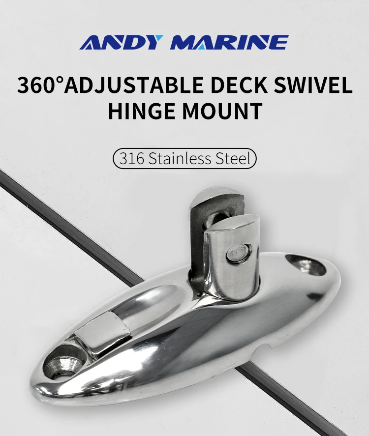 360° Adjustable Bimini Top Mount Swivel Deck Hinge With Rubber Pad Quick Release Pin 316 Stainless Steel Boat Accessories