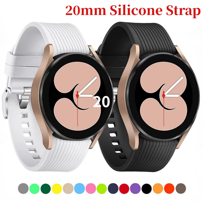 

20mm Silicone Strap For Samsung Galaxy Watch 6/5/4 Active 2 Huawei watch GT2 Bracelet Wristband Belt For Amazfit Bip/GTS Correa