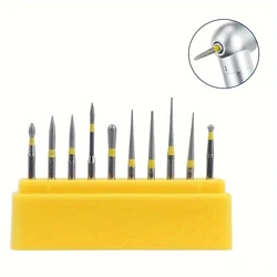 10pcs/box FG High-speed Handpiece Bur Set Grinding Bit Drill Bit Emery Bur Polishing Bur Grinding Bit Dental Polishing Tool
