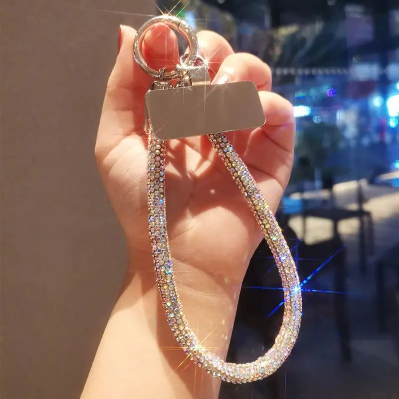 

1 Piece Rhinestone Fashion Diamond Phone Lanyard for Women Keychain Wrist Strap Charm Crystals Short Sturdy Chic Phone Wristlet